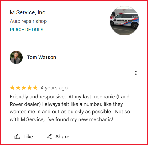 Land Rover Review | M Service Inc. in Walnut Creek, CA